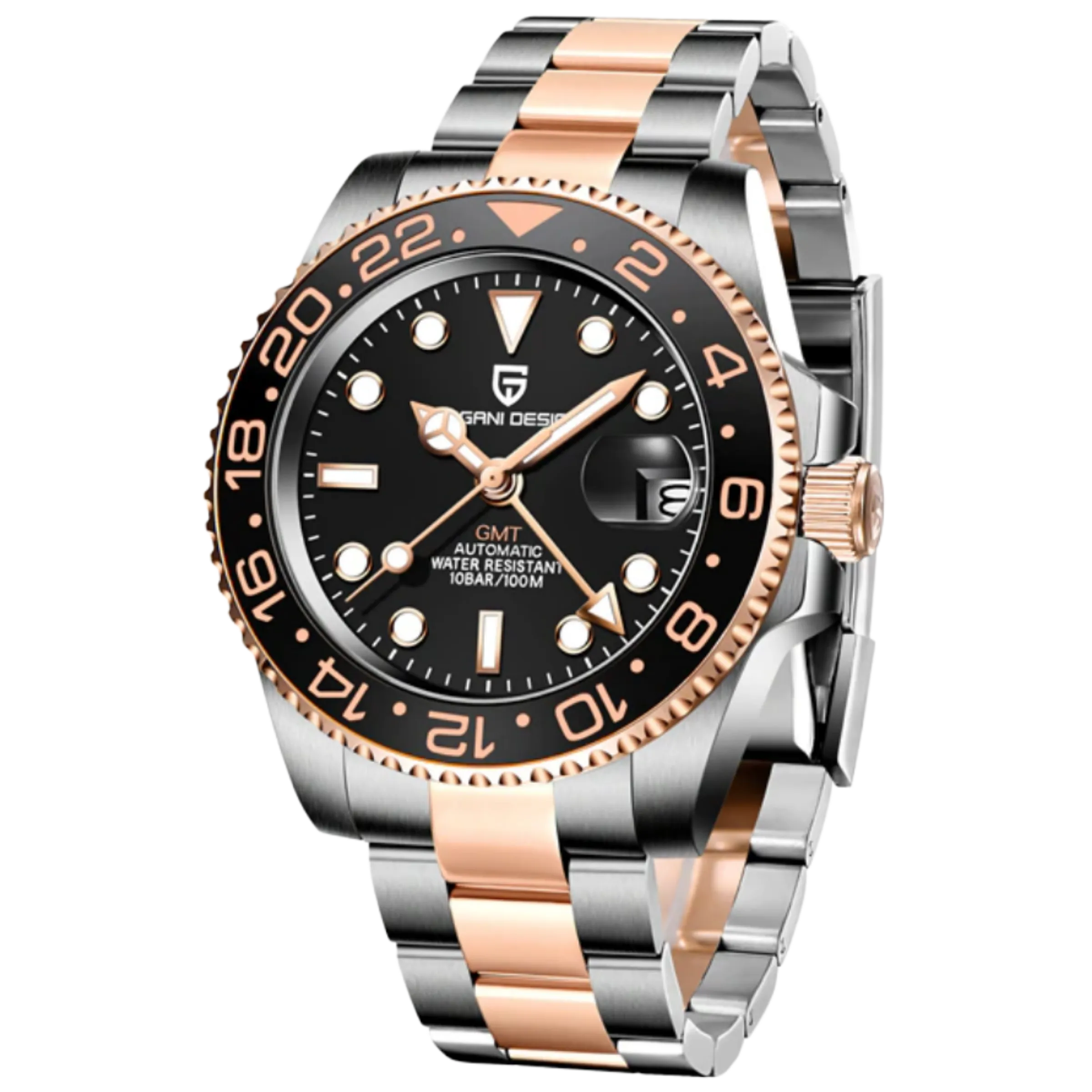 Pagani Design PD-1662 GMT Gold Men's Watch Automatic Mechanical 40mm