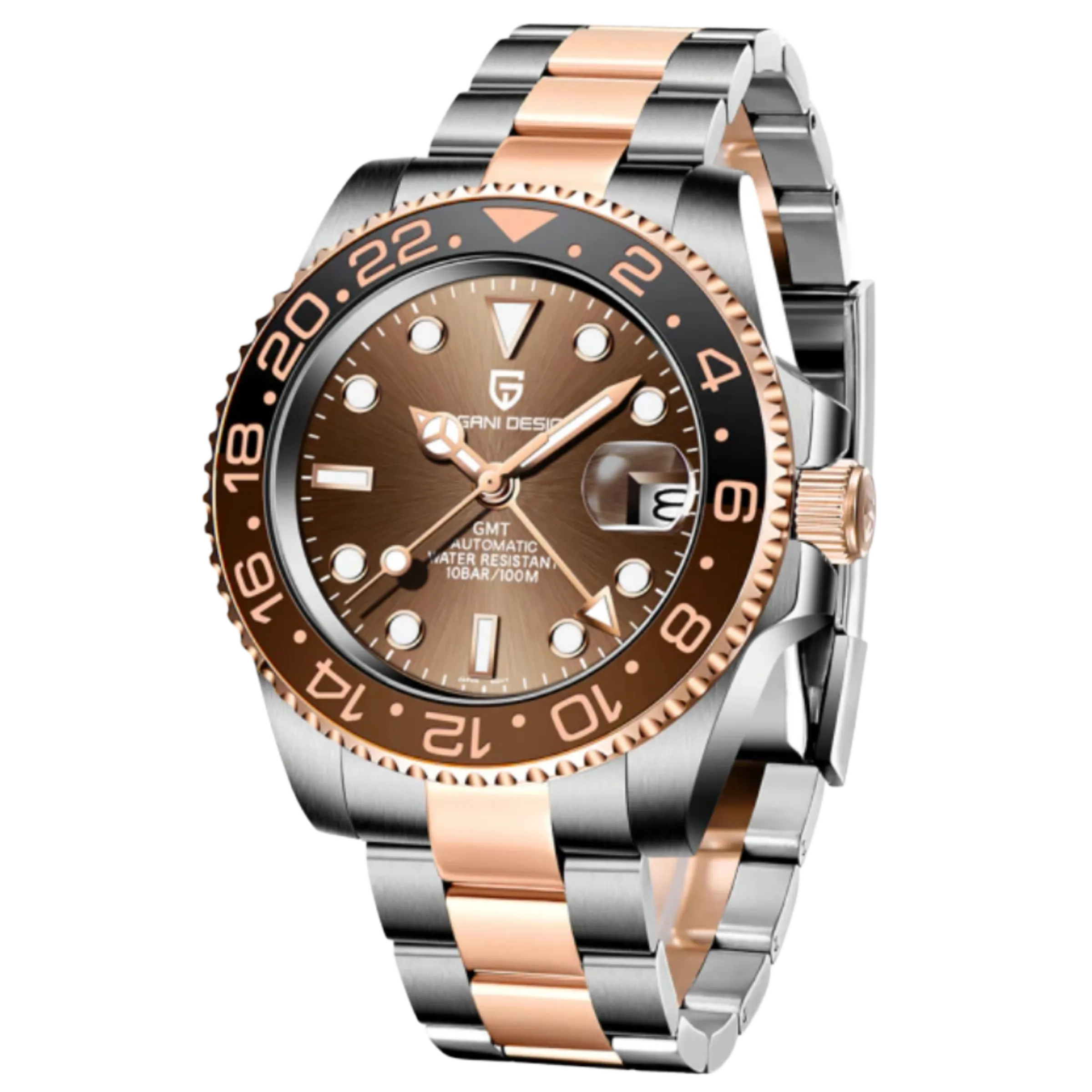 Pagani Design PD-1662 GMT Gold Men's Watch Automatic Mechanical 40mm